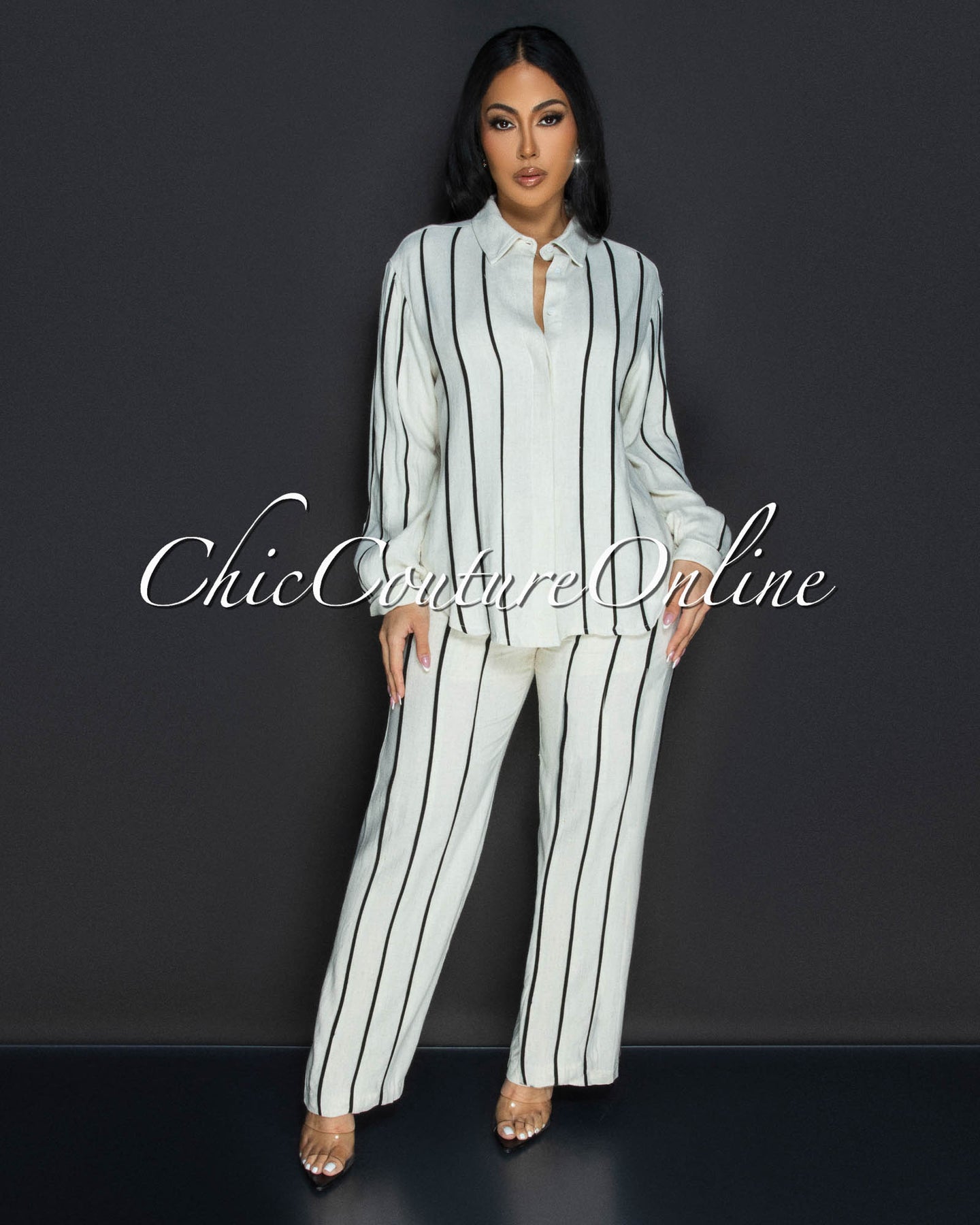 Zilvia Khaki Black Trim Collared Linen Shirt (SHIPS 1/18/25)