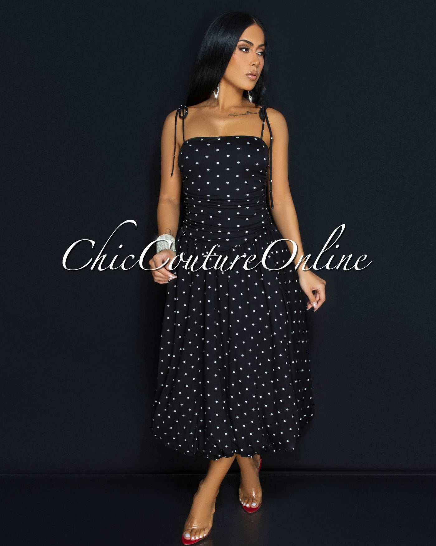 Prudence Black White Polka Dots Bubble Dress