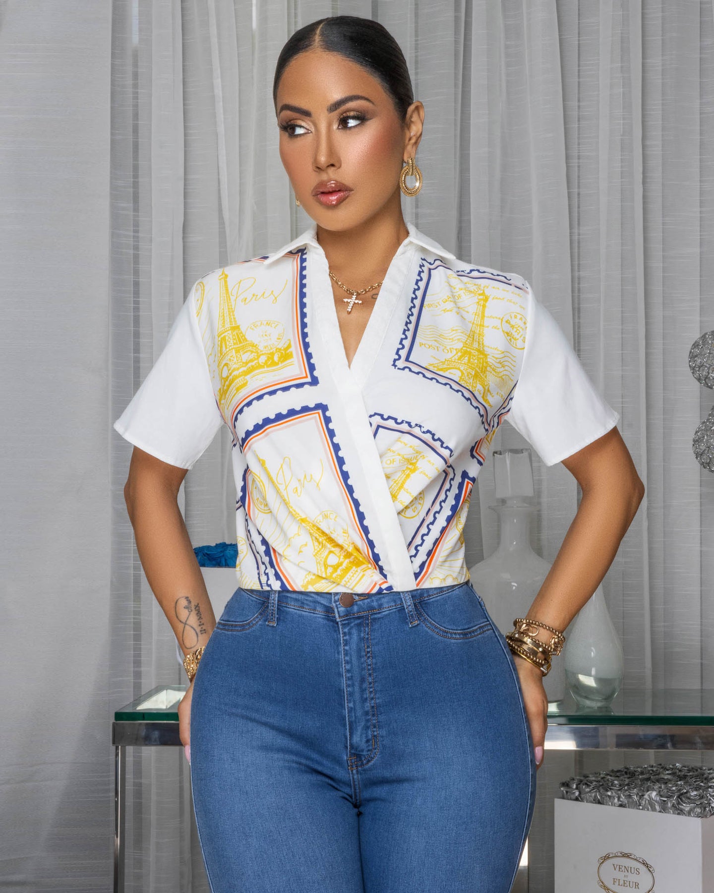 Baracoa Off-White Multi-Color Shirt