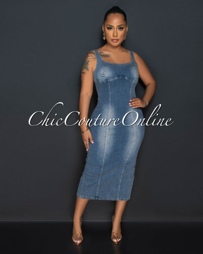 Padma Medium Denim Body-Con Midi Dress