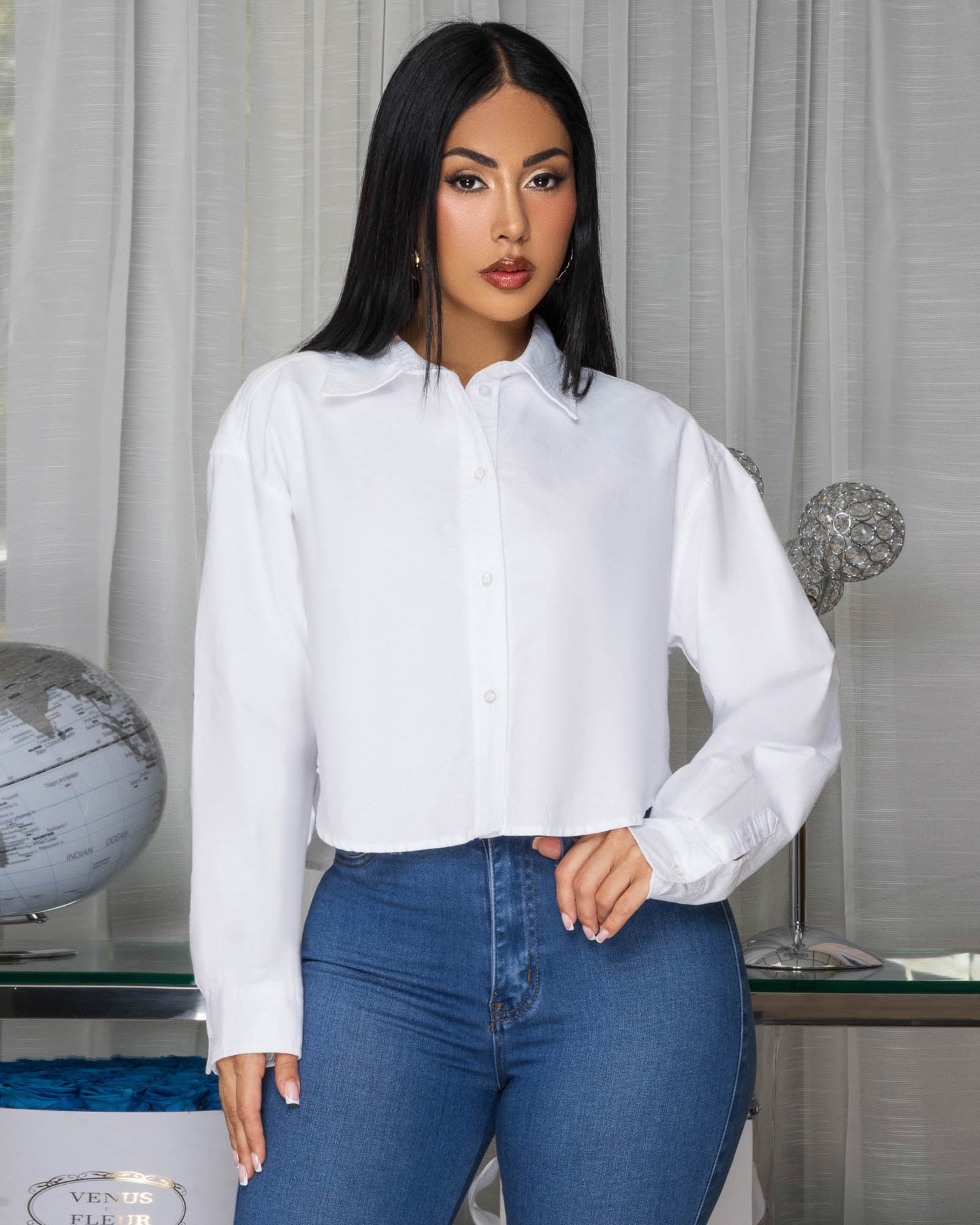 Joh White Crop Shirt