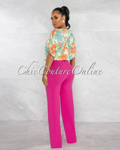 *Afrika Ivory Multi-Color Print Wide Bodysuit