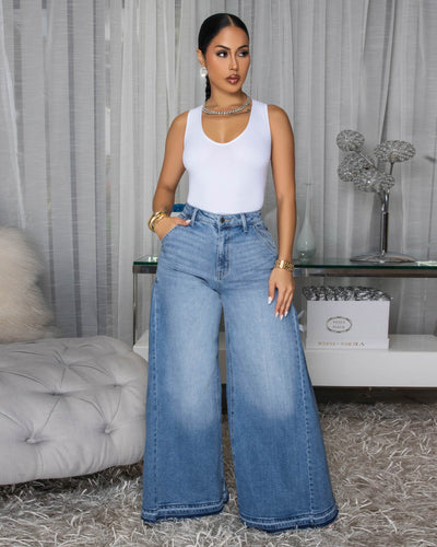 DolceLight Blue Denim Bell Bottoms Jeans