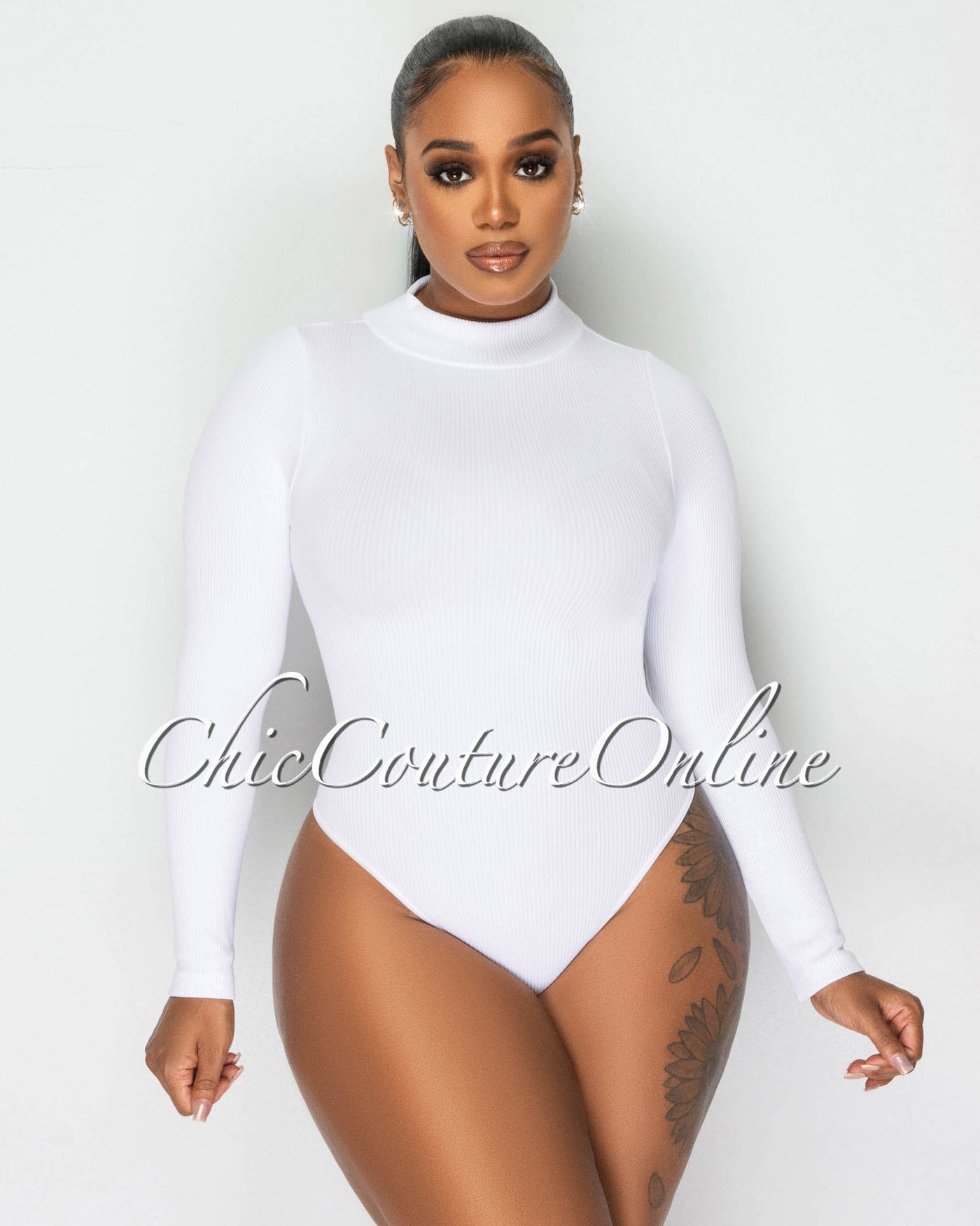 Banny White Long Sleeves Ribbed Bodysuit