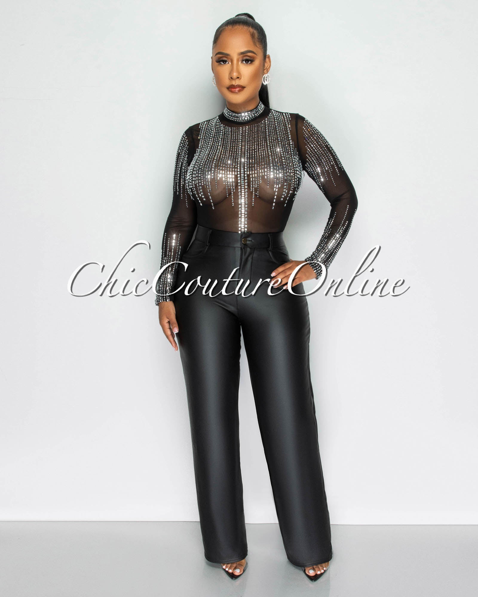 *Hellen Black Vegan Leather Pants