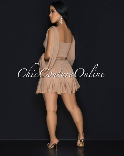 Levy Toffee Cut-Out Sleeves Romper