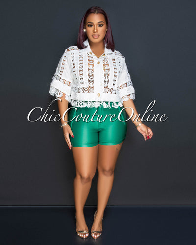 *Lindsay Hunter Green High-Waist Shorts