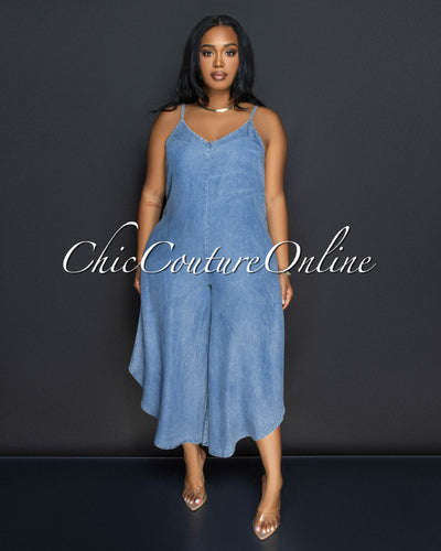 Deyani Light Denim Hi Lo Jumpsuit