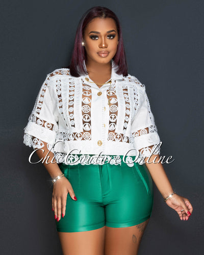 *Lindsay Hunter Green High-Waist Shorts