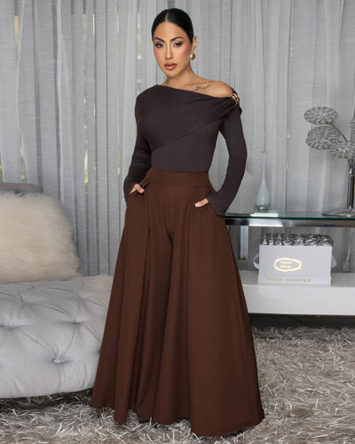 Klorane Deep Brown Ribbed Sweater Top