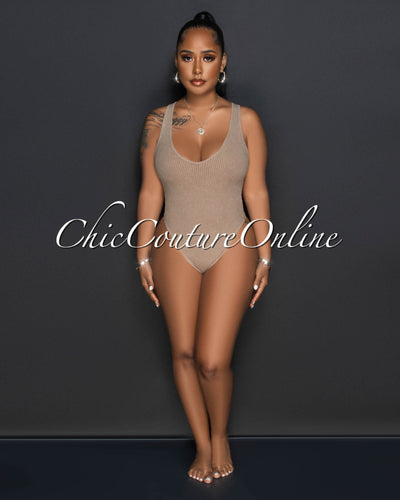 Vedas Nude Ribbed Bodysuit & Shorts Set