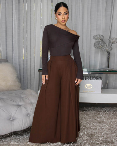 Klorane Deep Brown Ribbed Sweater Top