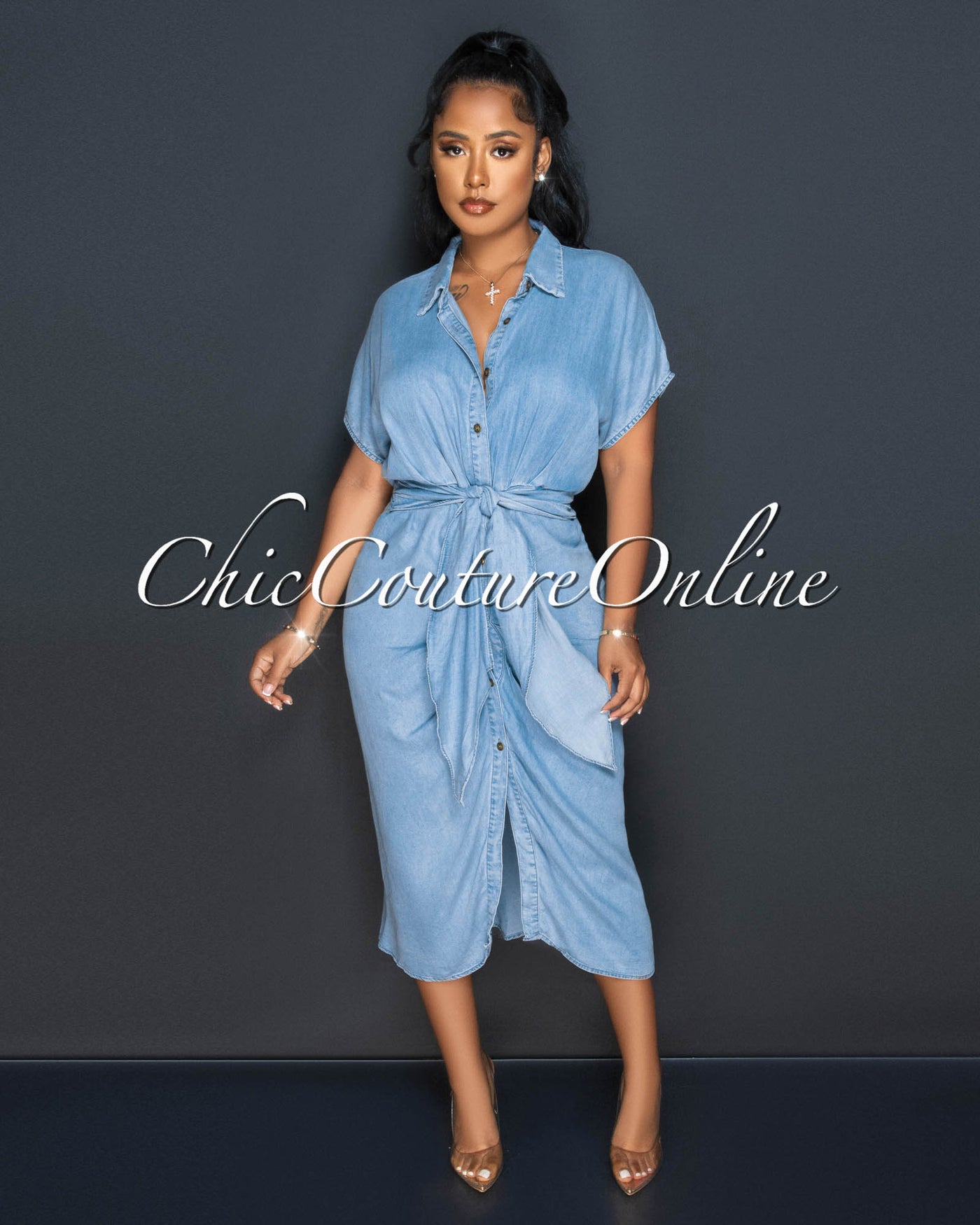 Light blue chambray dress hotsell