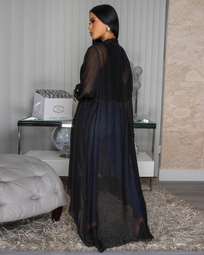 Gloriana Black Silky Sheer Long Duster