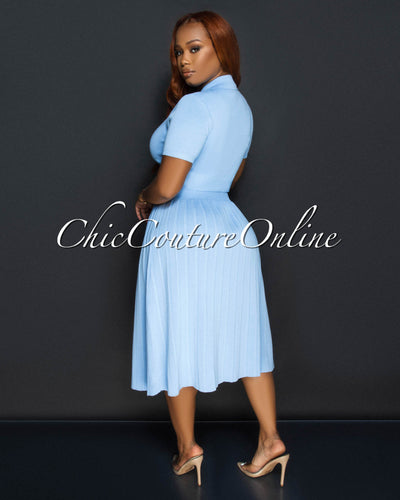 Senna Baby Blue Tennis Crop Top & Skirt Set