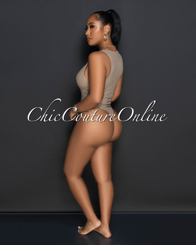 Vedas Nude Ribbed Bodysuit & Shorts Set