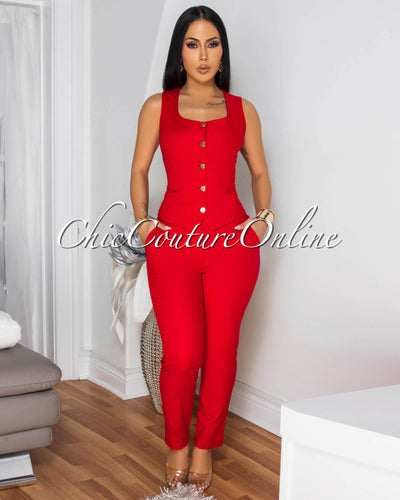 Salome Red Skinny Pants