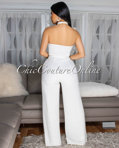 Amoa Off-White Halter Jumpsuit