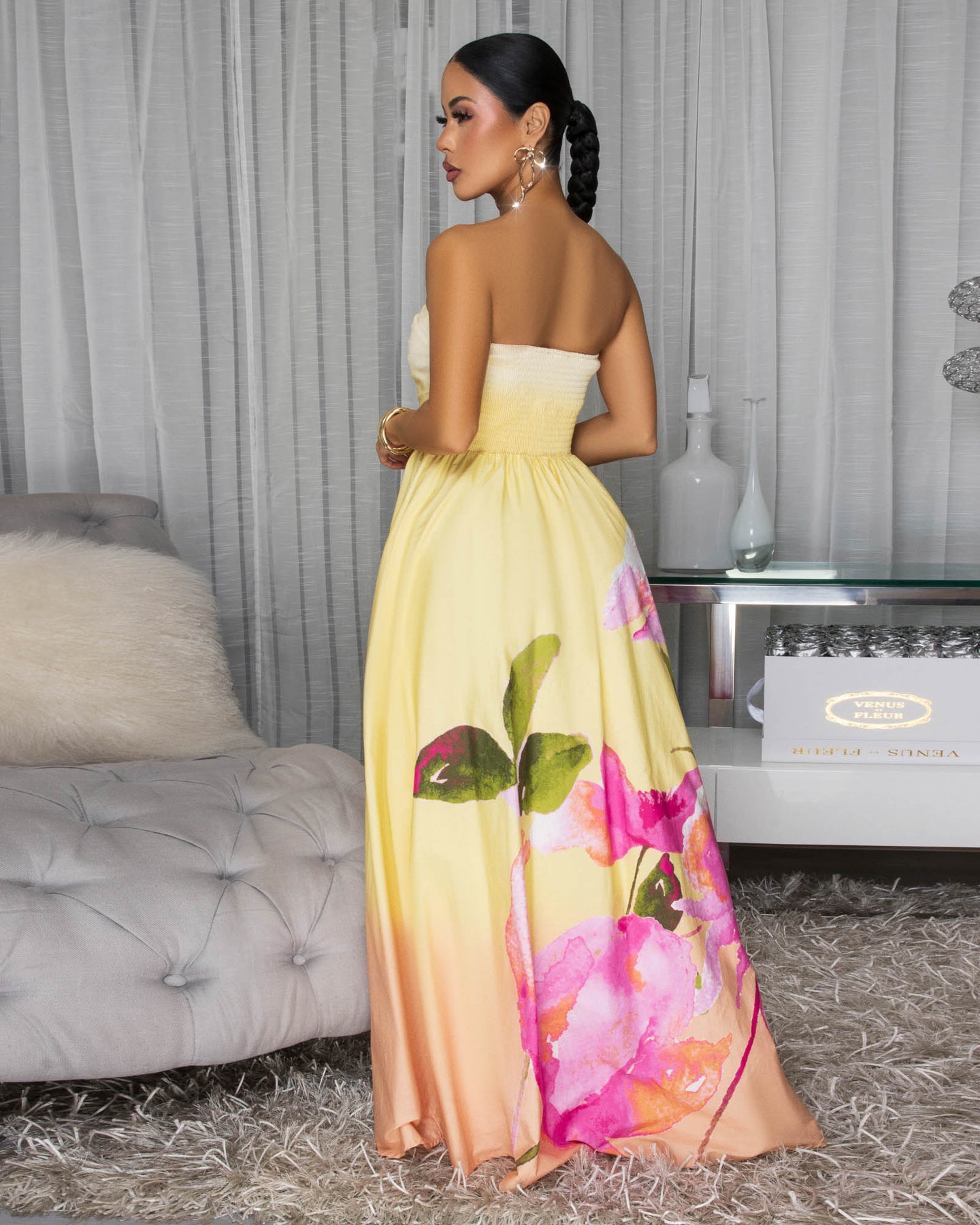 Marciana Light Yellow Floral Print Maxi Dress (SHIPS 4/2)