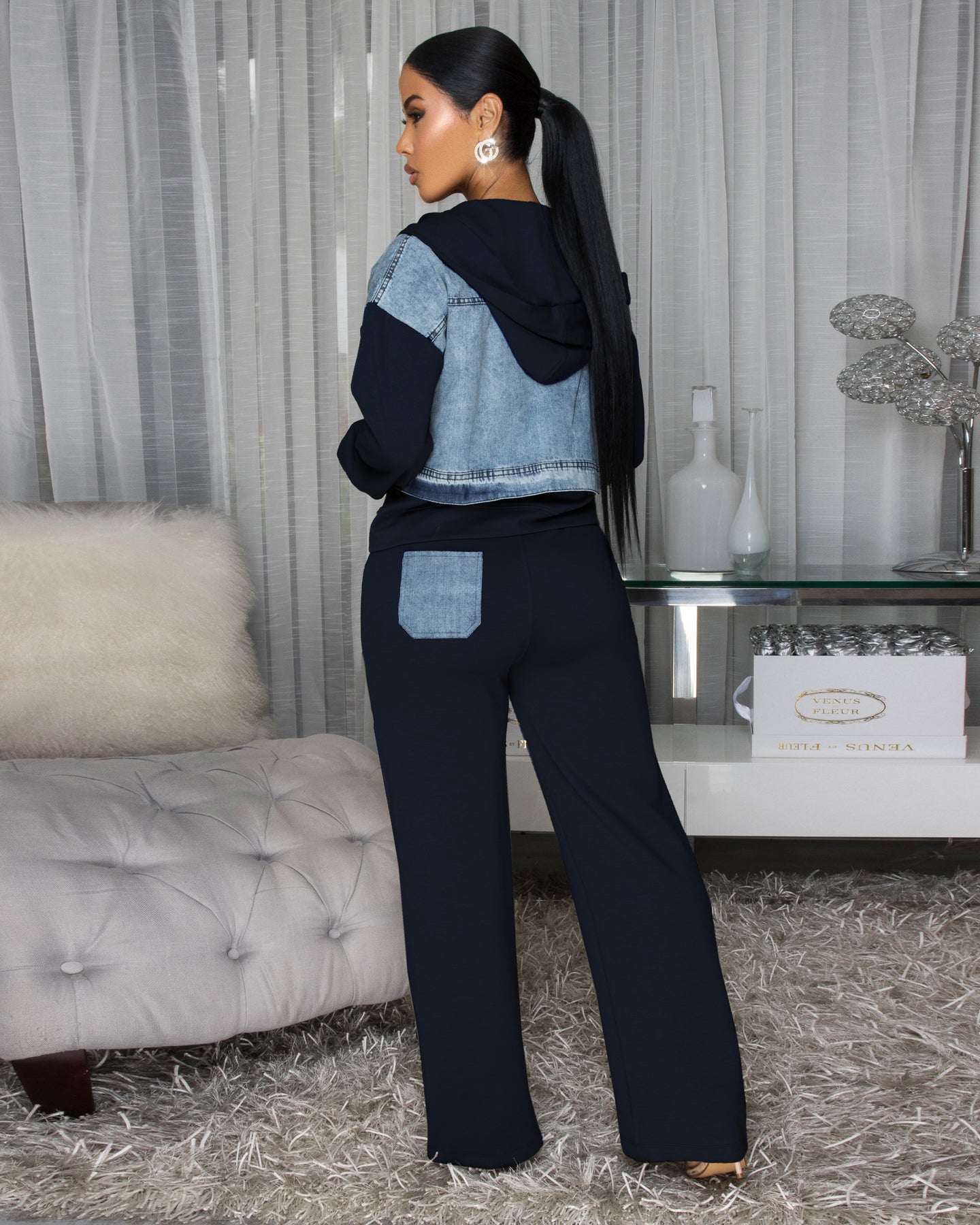Aeris Navy-Blue Olive Green Jacket & Pants Set
