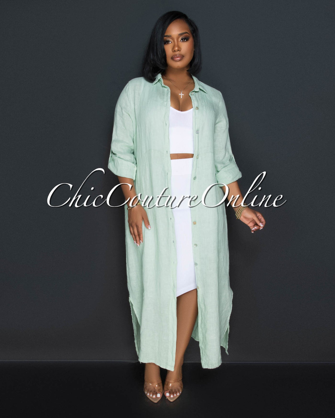 Ebanks White Ribbed SCULPTING Crop Top & Skirt Set