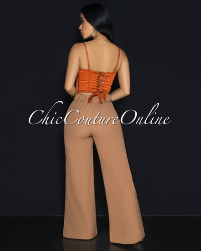 Riley Burnt Orange  Silky Bustier Top