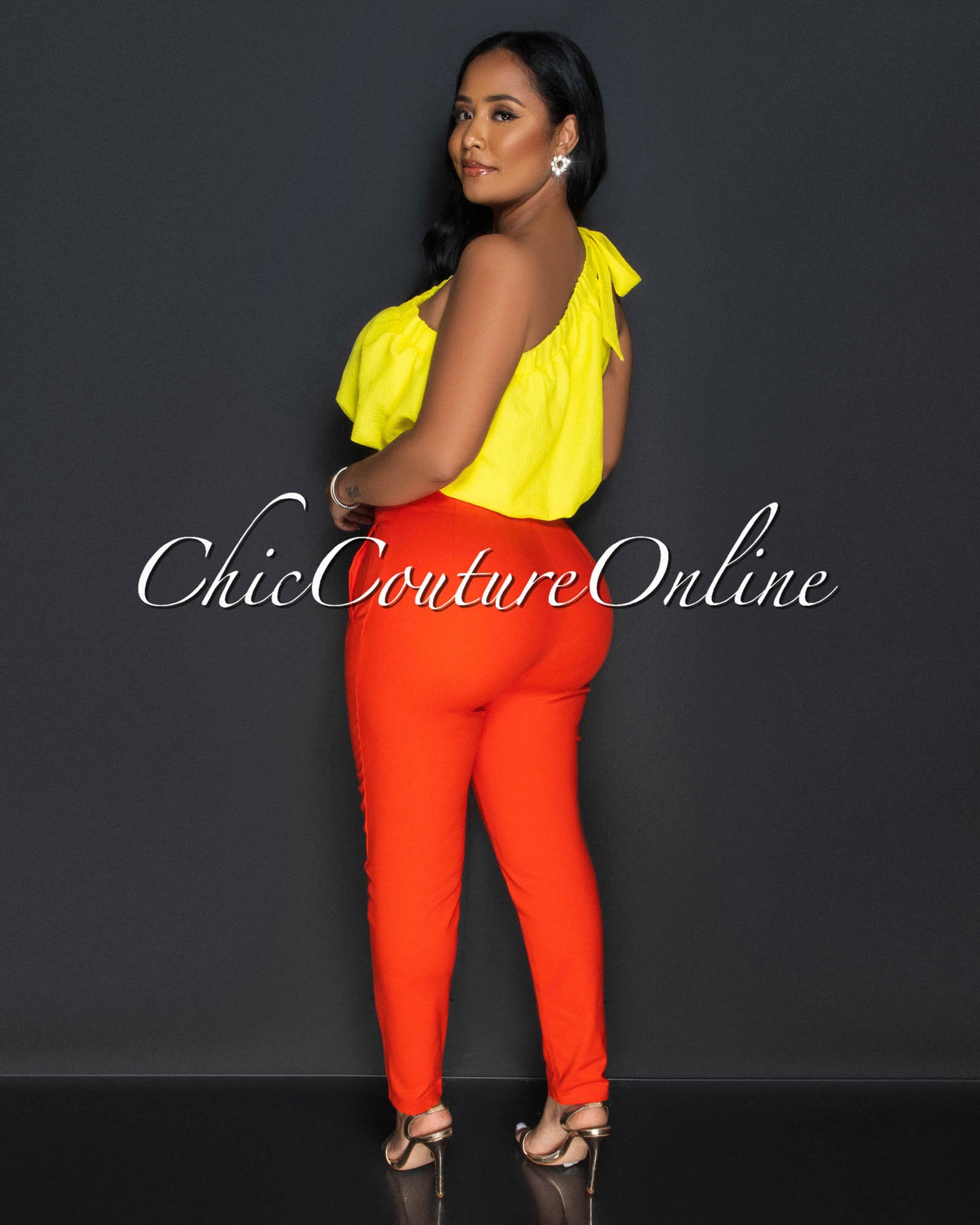 *Avril Orange High Waist Skinny Pants