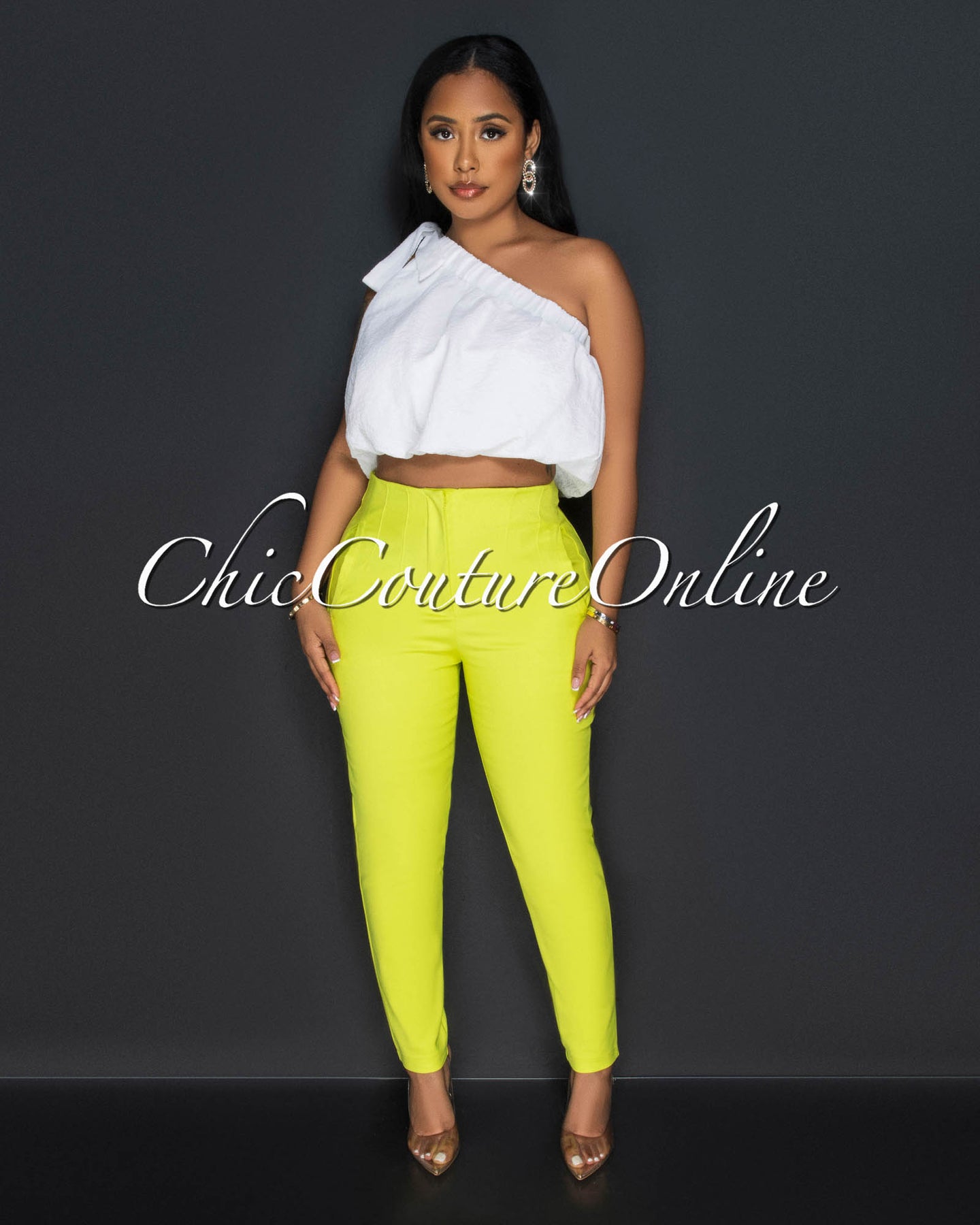 Avril Lime High Waist Trouser Pants
