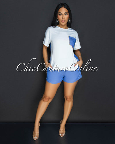 Briya White Chambray Shirt & Shorts Set