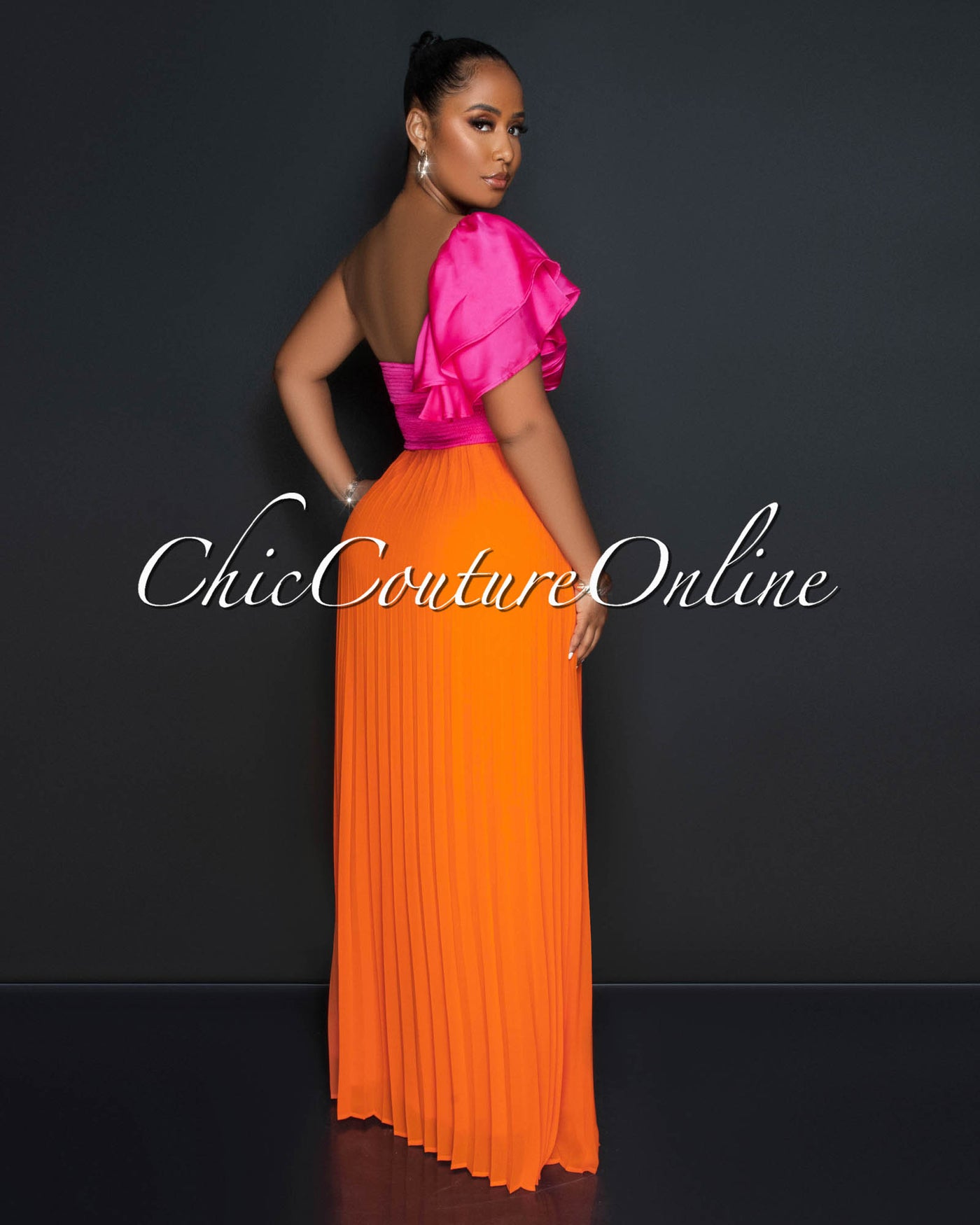 Fuchsia and orange store dress