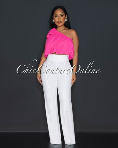 *Marcie Off-White High Waist Straight Legs Pants