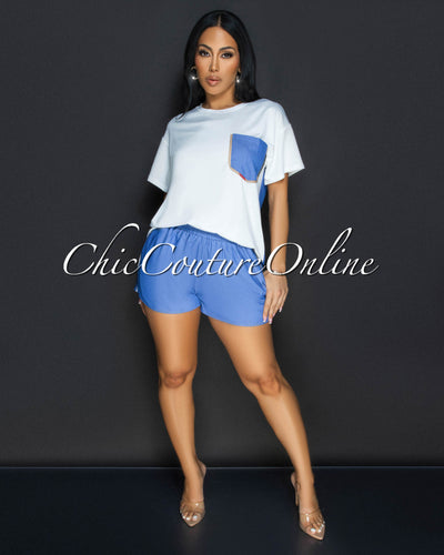 Briya White Chambray Shirt & Shorts Set