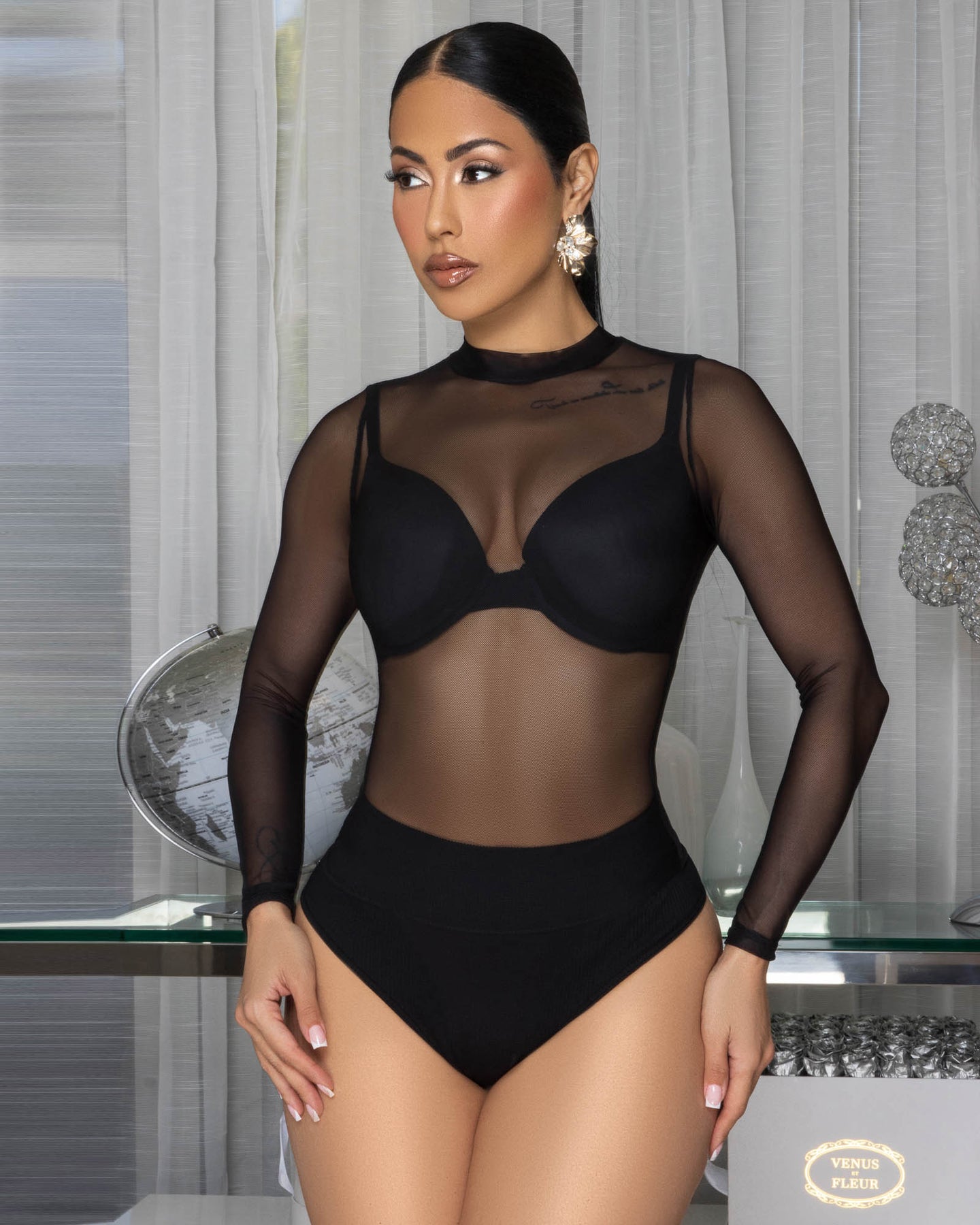 Skye Black Mesh Bodysuit