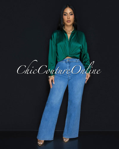 Westerly Hunter Green Silky Blouse