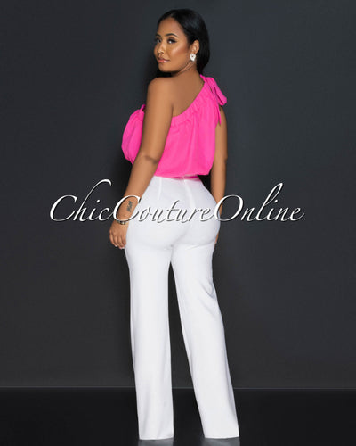 *Marcie Off-White High Waist Straight Legs Pants