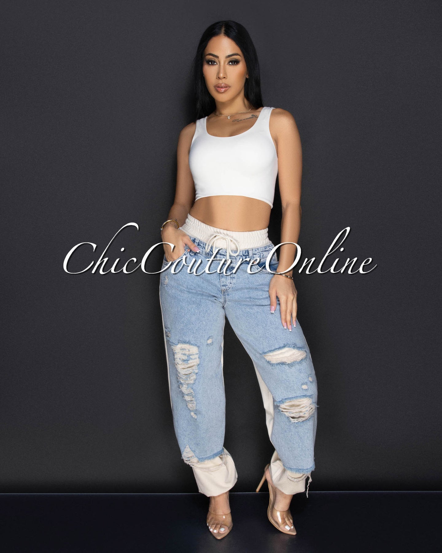 Cedar Beige Denim Sporty Joggers Pants