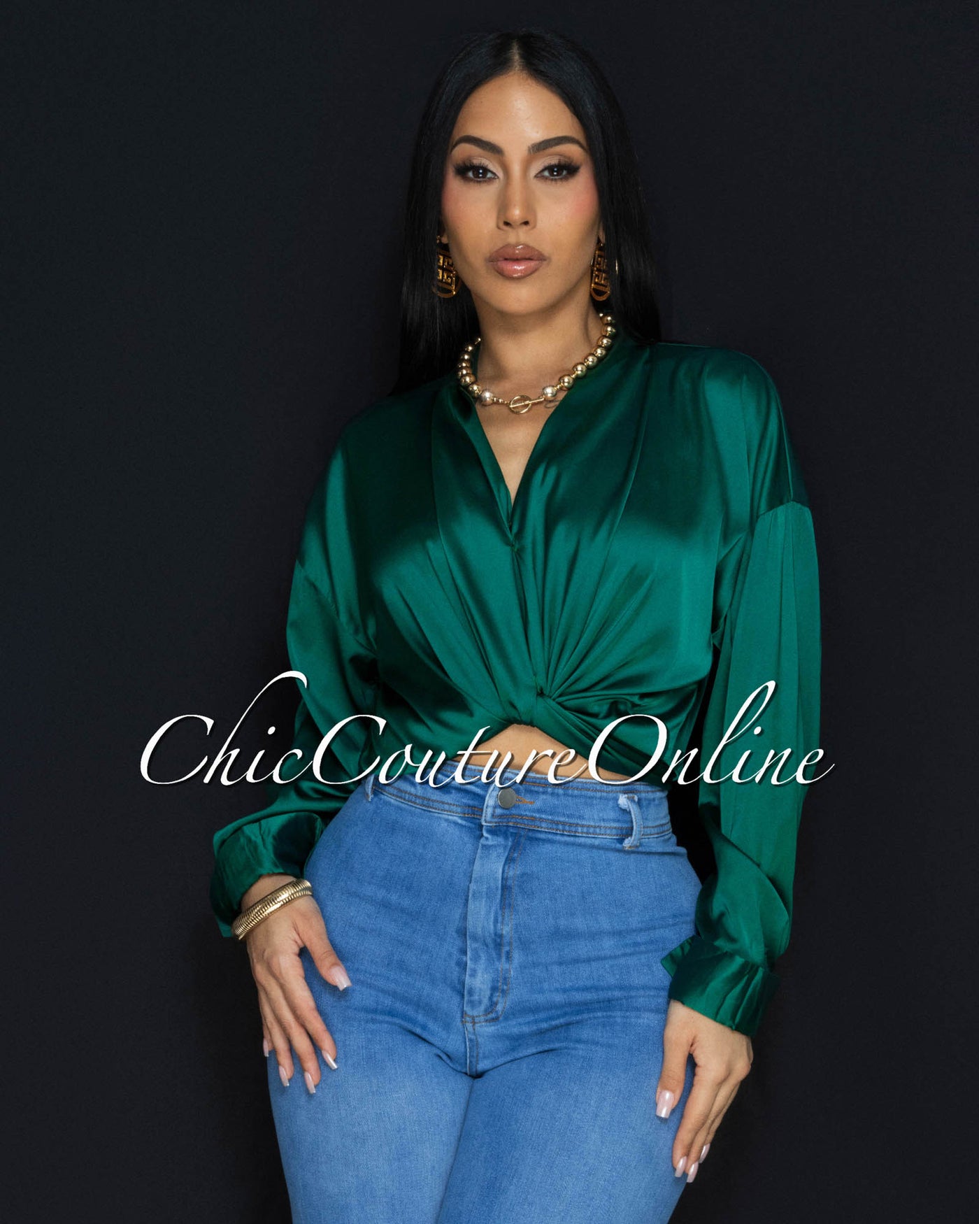 Westerly Hunter Green Silky Blouse