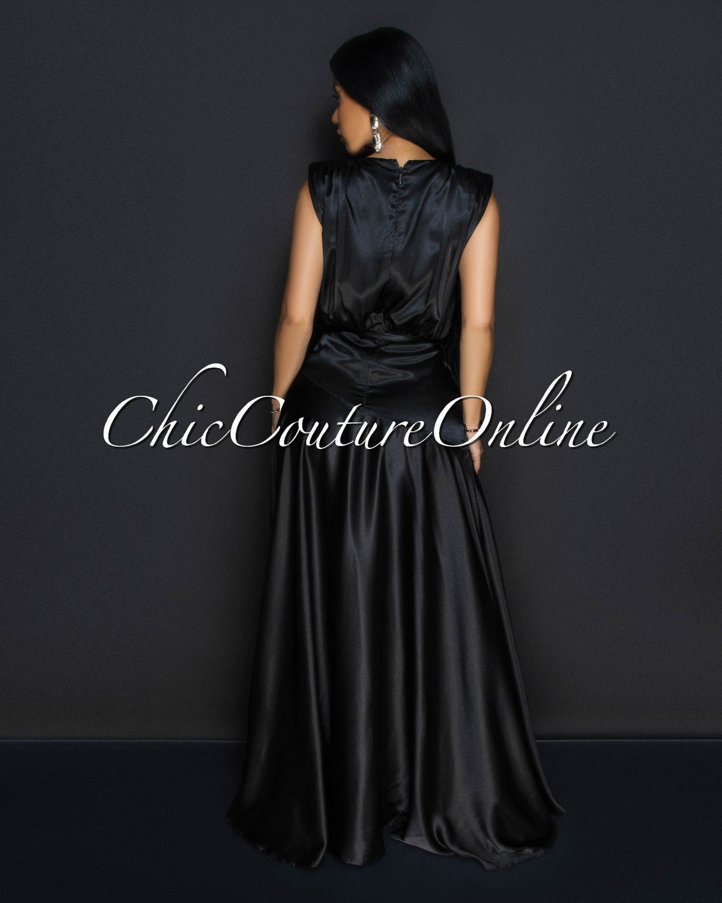Leyla Black Sleeveless Silky Maxi Dress