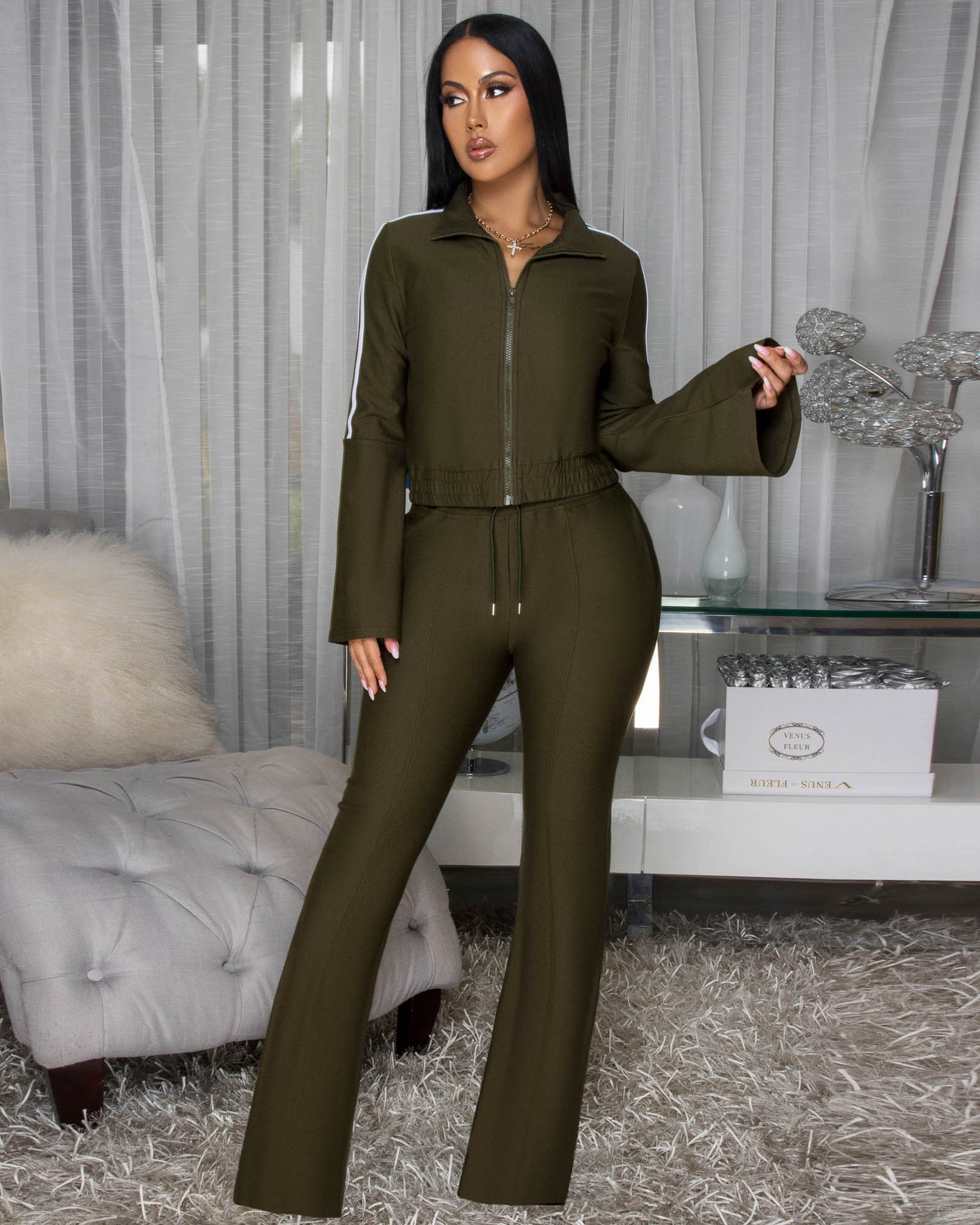Loyale Deep Olive Green Jacket & Pants LUXE Set