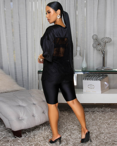 Mibelle Black Jersey Top & Shorts Set