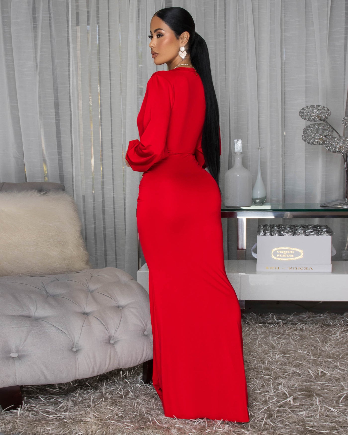 Macy Red Knot Front Maxi Dress – Chic Couture Online