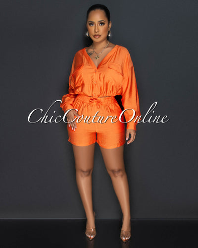 Amerson Orange Crop Top & Shorts Set