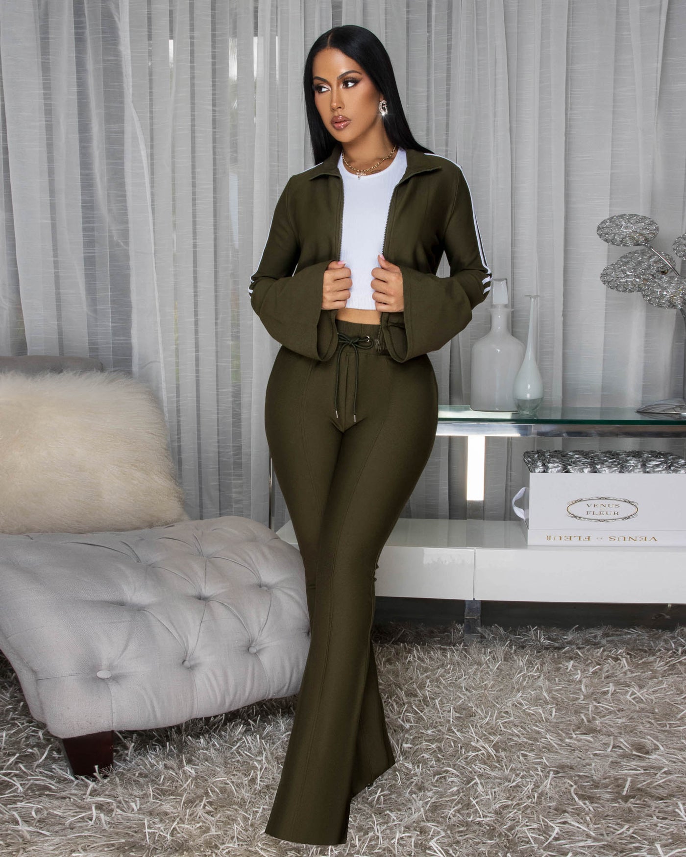 Loyale Deep Olive Green Jacket & Pants LUXE Set