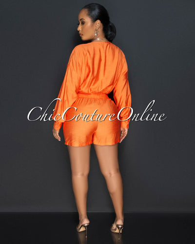 Amerson Orange Crop Top & Shorts Set