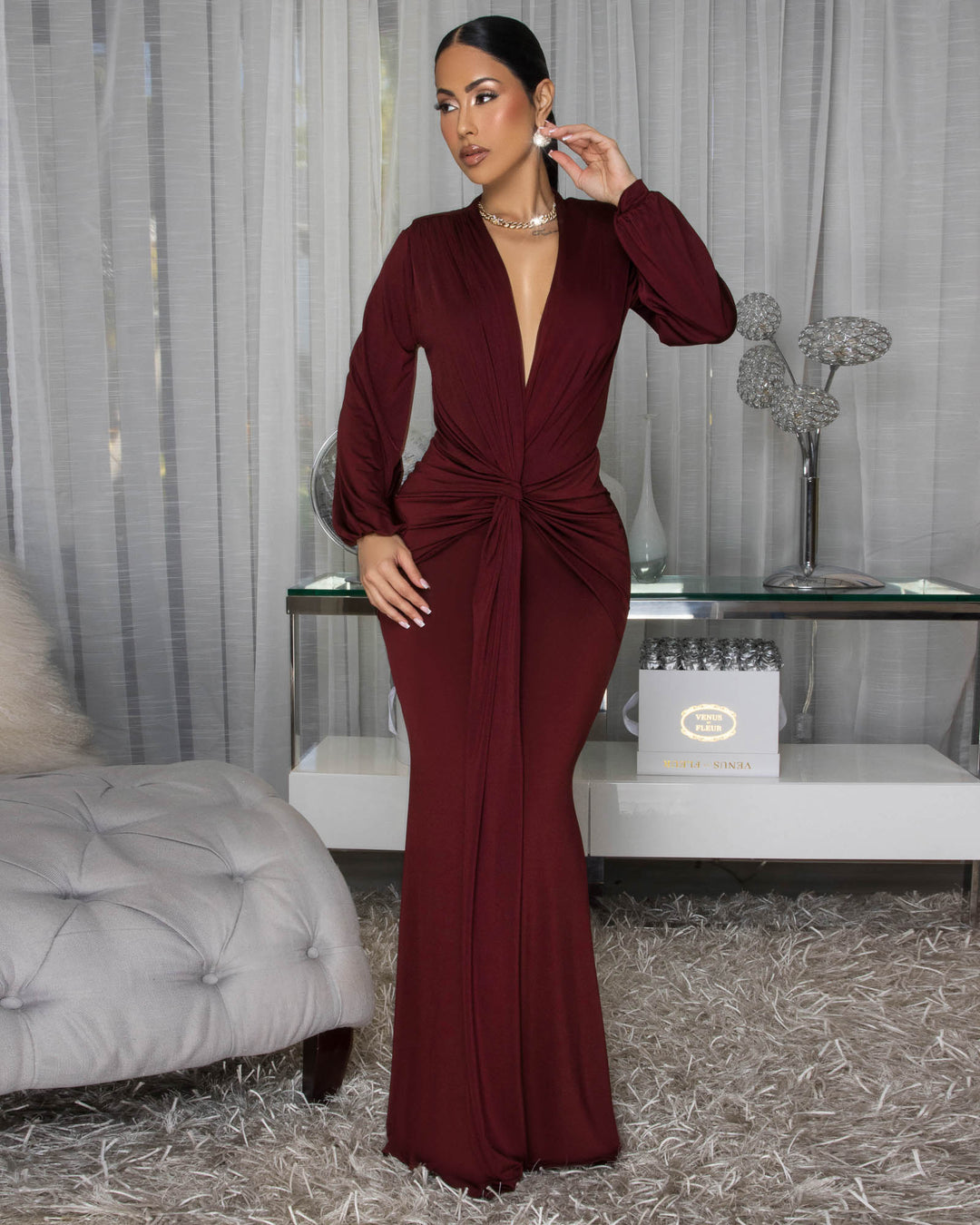 macy's burgundy dress Macy Maroon Knot Front Maxi – Chic Couture Online sizeGroup_Missy Dark Chocolate Satin Maxi Size:0/32 the Omella Dress is