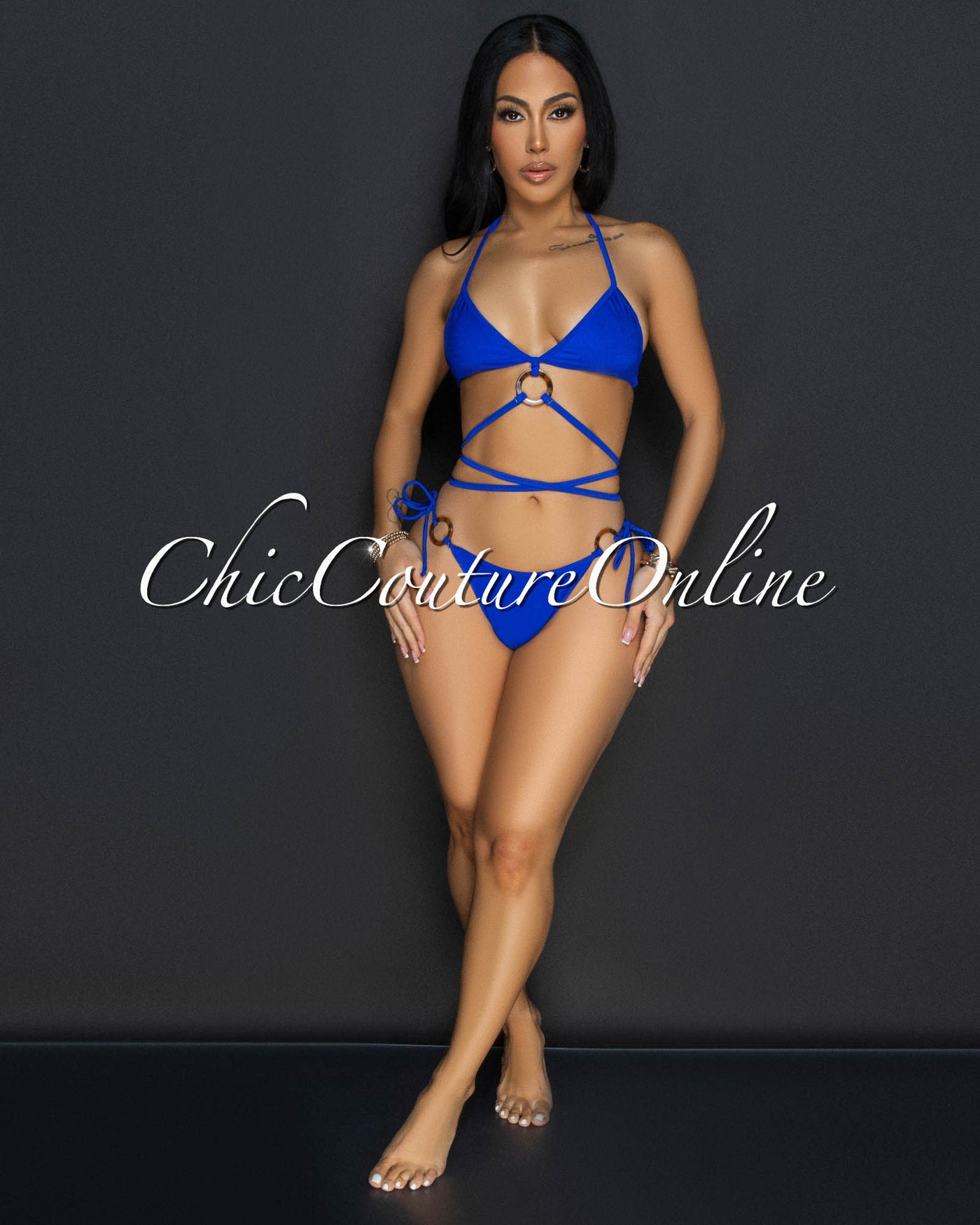 Yunis Blue Strappy Two Piece Swimsuit