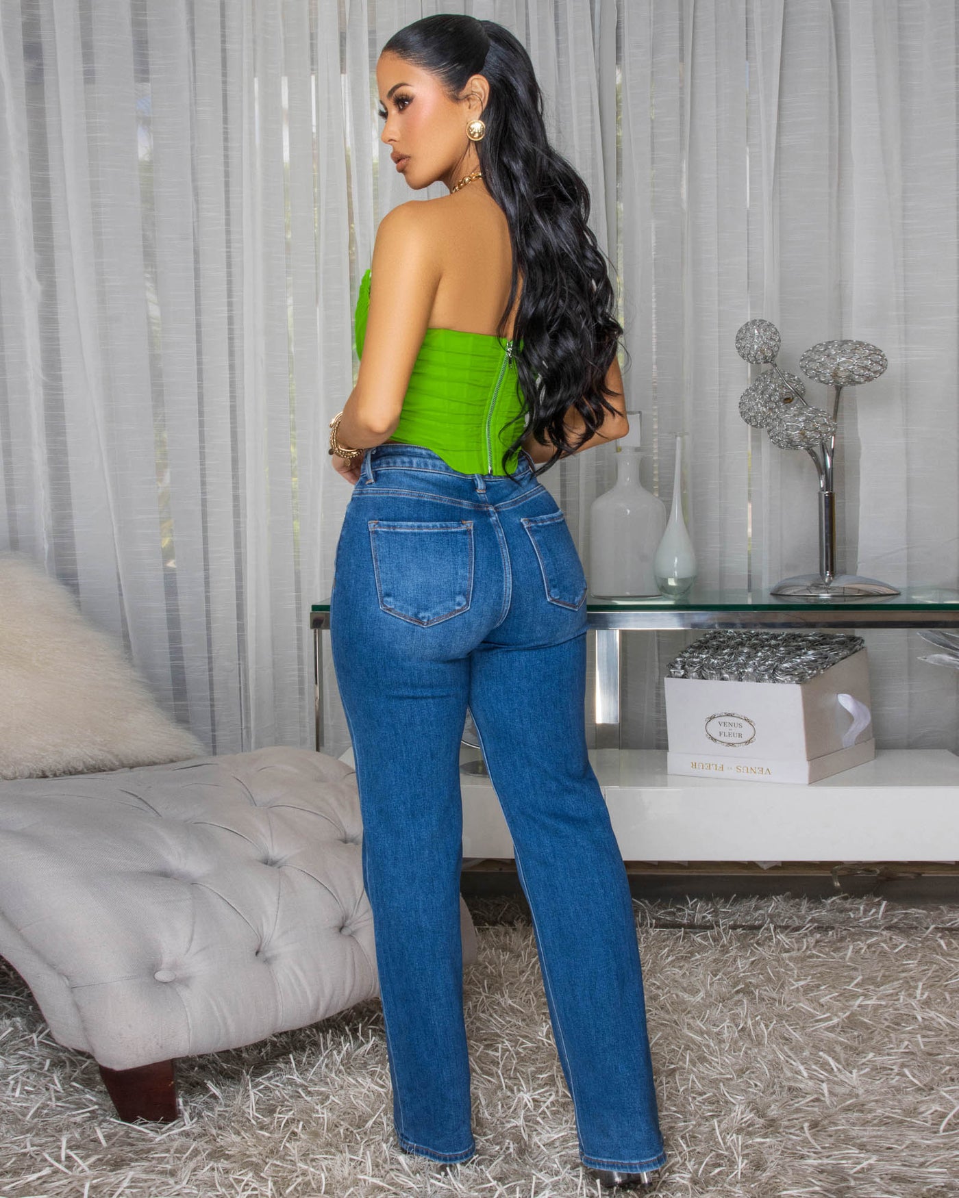Halle Green Mesh Crop Corset