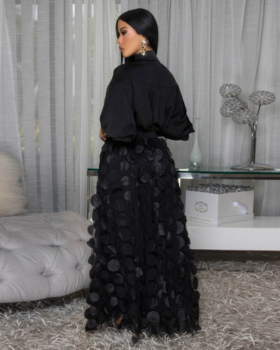 Melrose Black Mesh Overlay Skirt Set