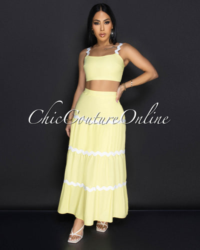 Zola Yellow White Trimming Two Piece Set