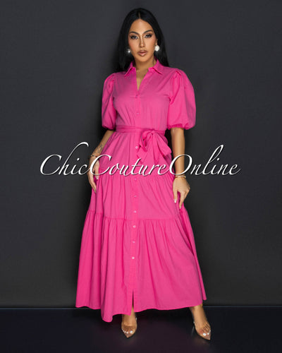 Diani Fuchsia Ruffle Maxi Dress